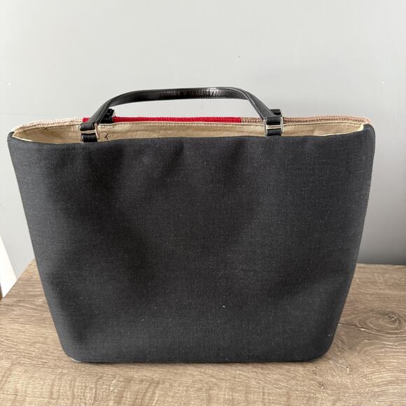 Kate Spade Tote Bag Womens Large Red Brown Pink Colorblock Wool Canvas Purse - Picture 4 of 11